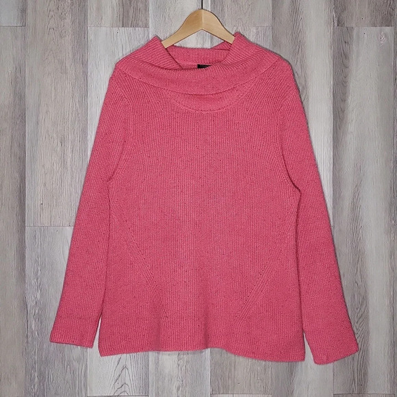 🛍Talbots Womens XLP Pink Berry Speckled Relaxed Turtleneck Knit‎ Sweater Warm - Picture 1 of 5